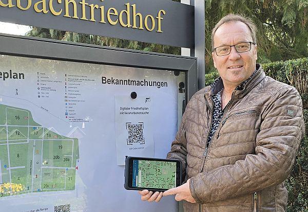 Plano digital del cementerio en Offenburg con búsqueda virtual de sepulturas