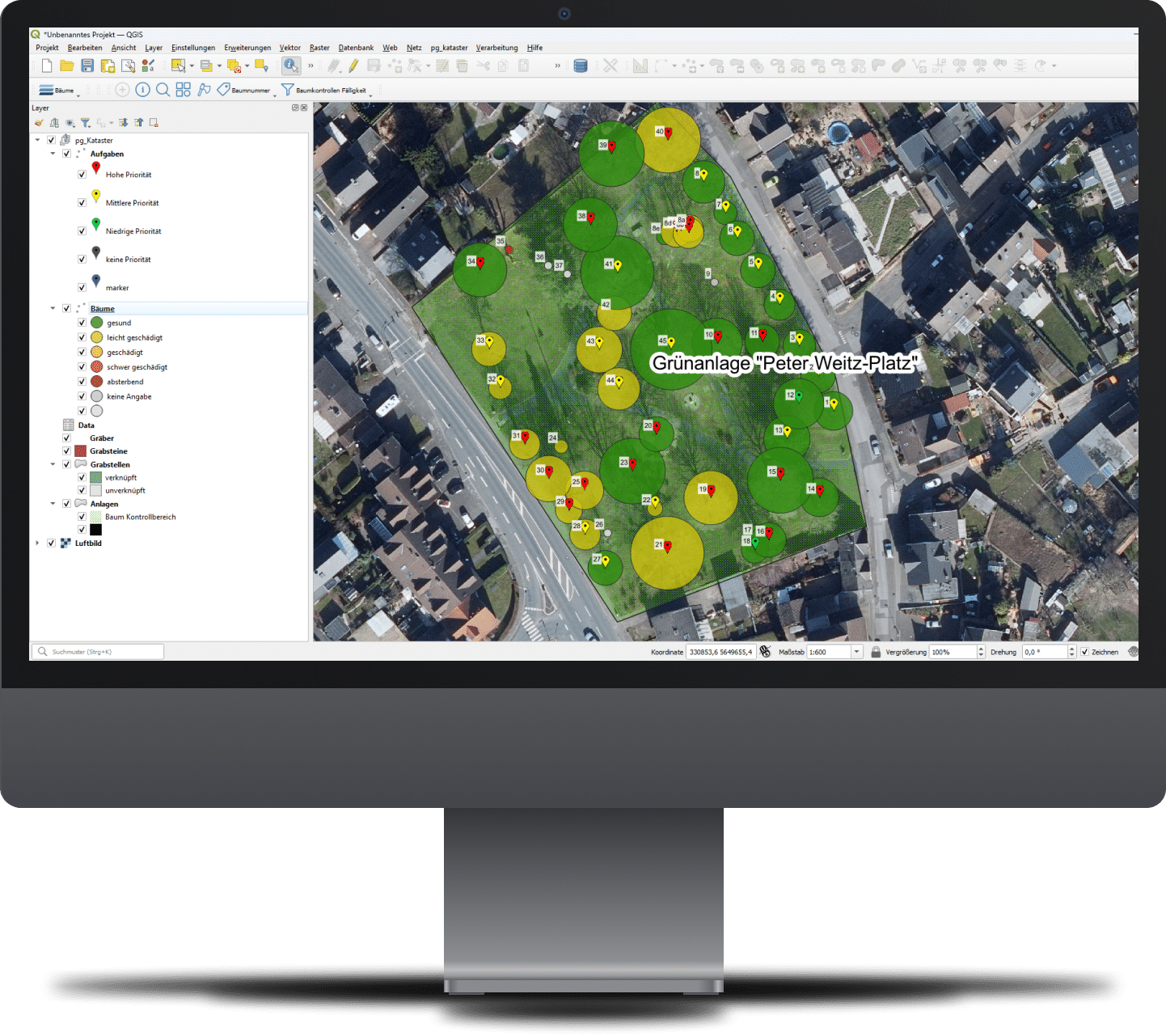 Die Desktop Anwendung des Grünflächenkatasters