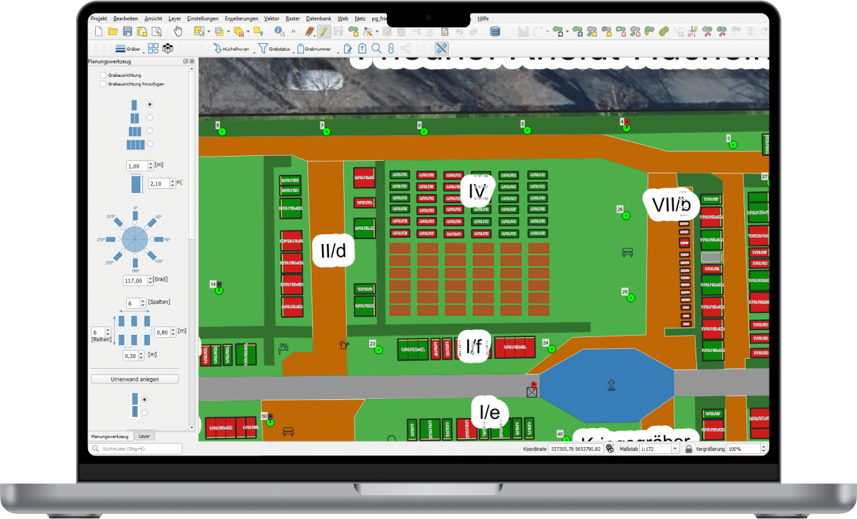 Die Desktop Anwendung des Friedhofsplans