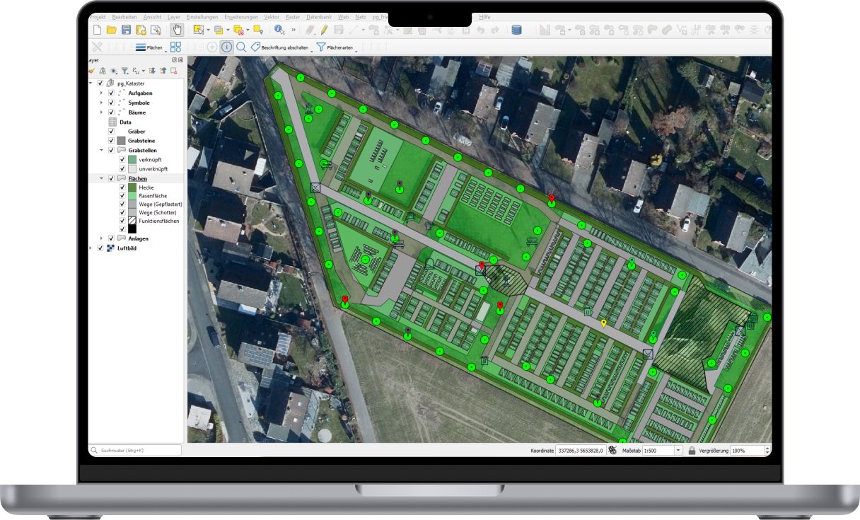 Die desktop Anwendung des Grünflächenkatasters